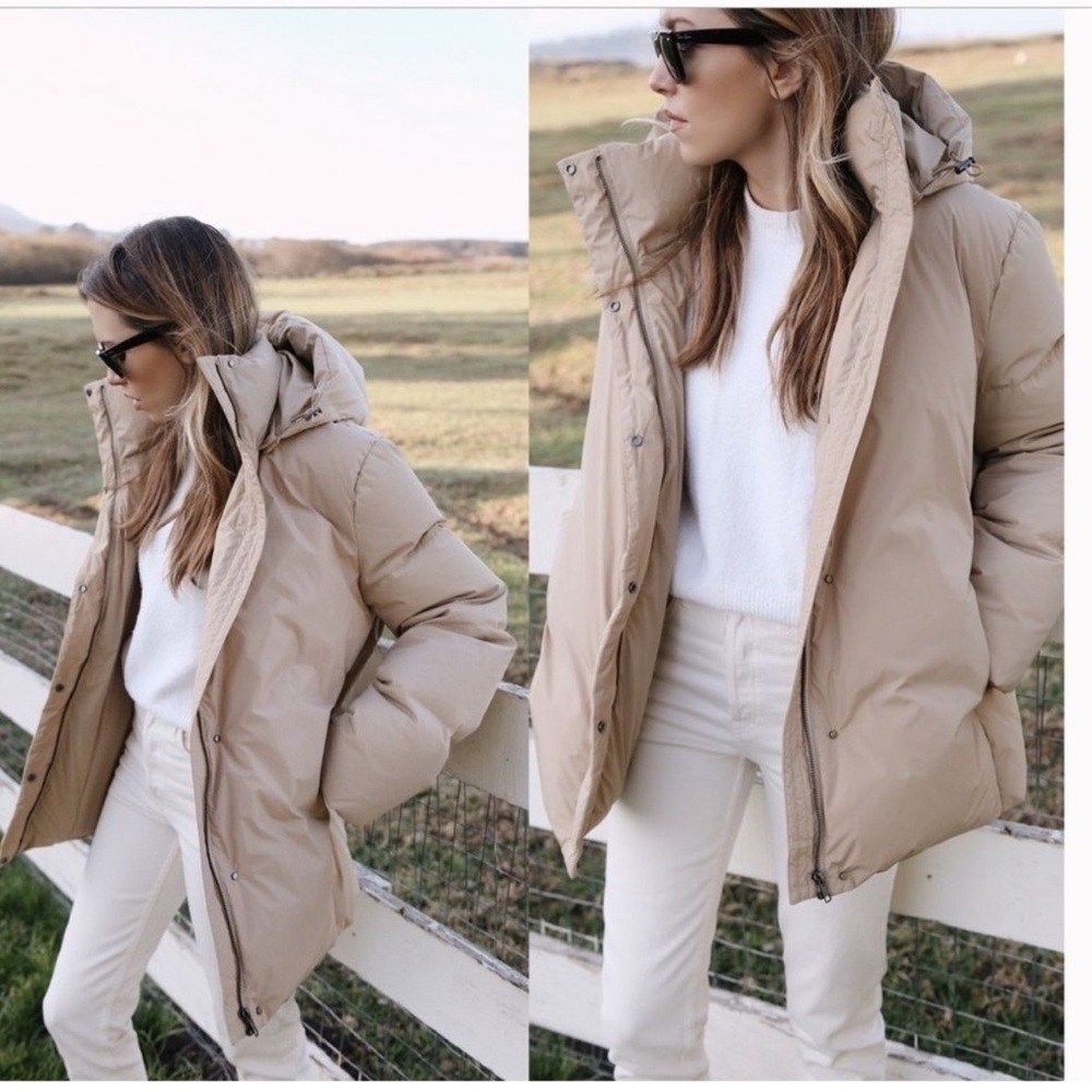 NWT Jenni Kayne Women's Beige Khaki Puffer Jacket Coat Small